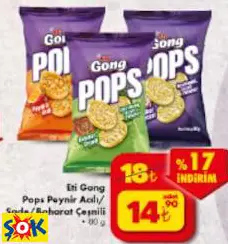 ETİ GONG POPS PEYNİR ACILI/ SADE/BAHARAT ÇEŞNİLİ 80 G